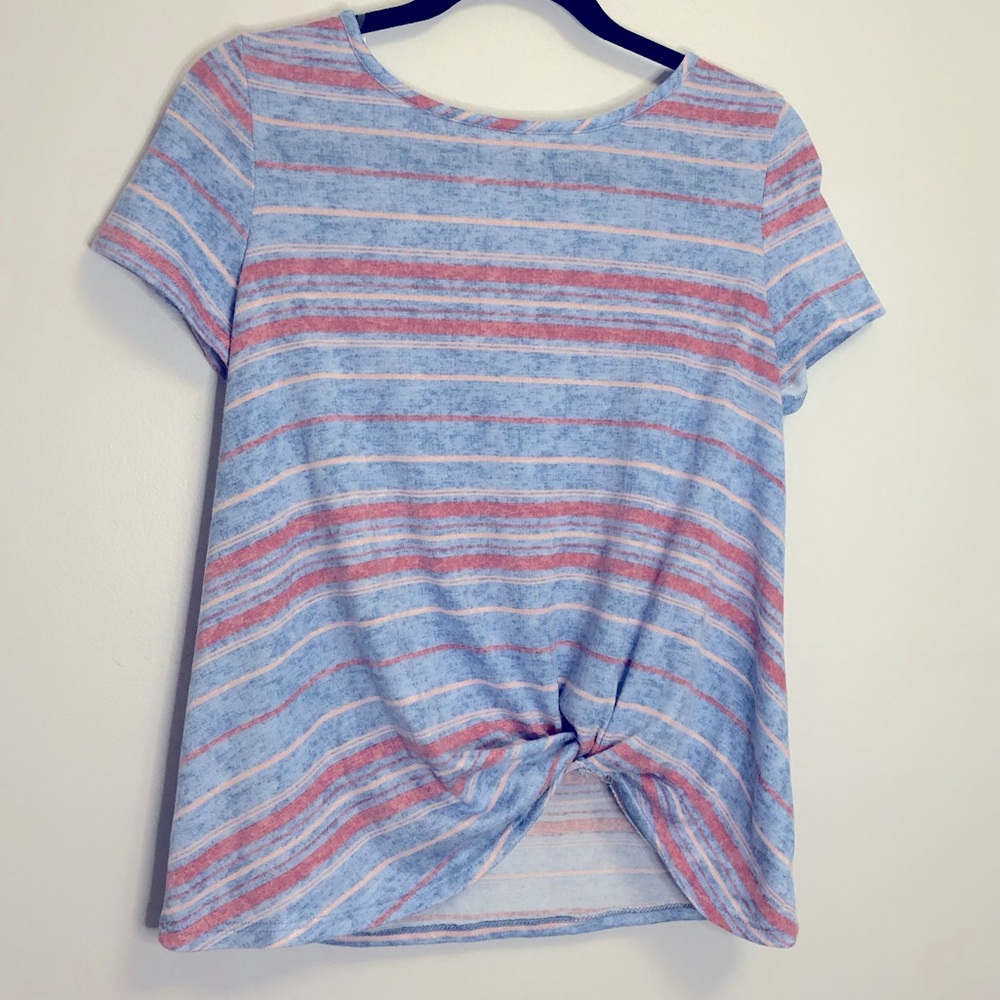 Marina Luna Striped Knotted Tee